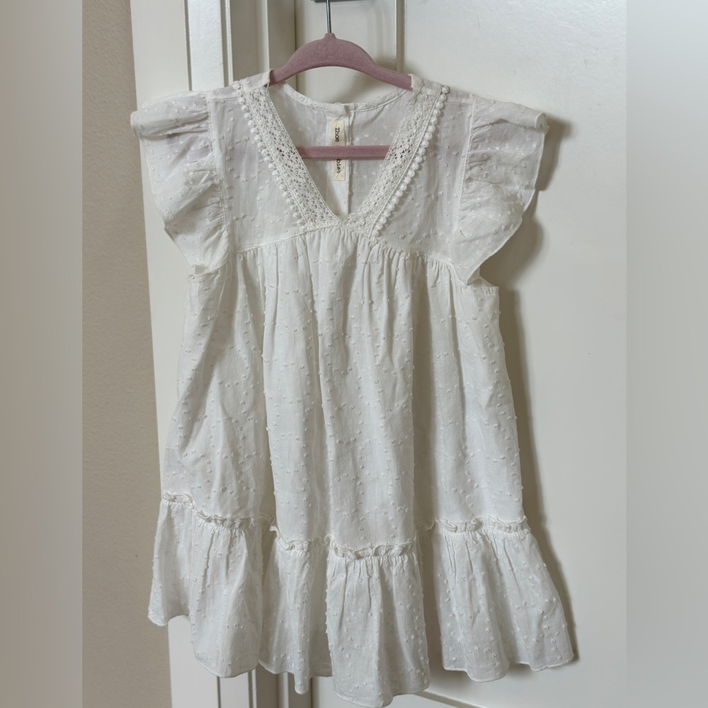 Zhoe & Tobiah White Eyelet Ruffle Sleeve Dress - 24 Months - NWOT